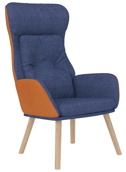 Relaxační křeslo s podnožkou modré umělá kůže a textil 3097765