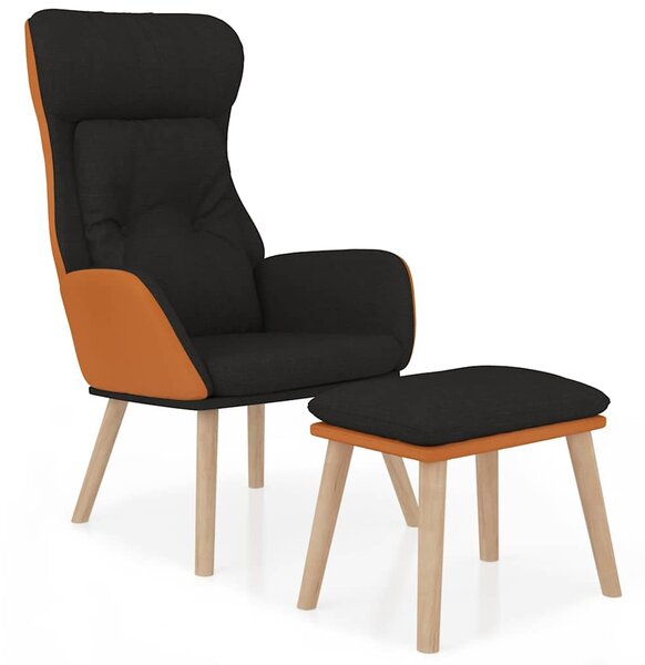 Relaxační křeslo s podnožkou černá umělá kůže a textil 3097766