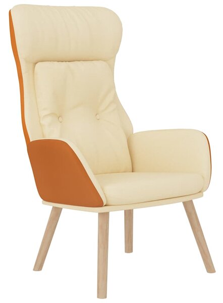 Relaxační křeslo s podnožkou krémová umělá kůže a textil 3097763