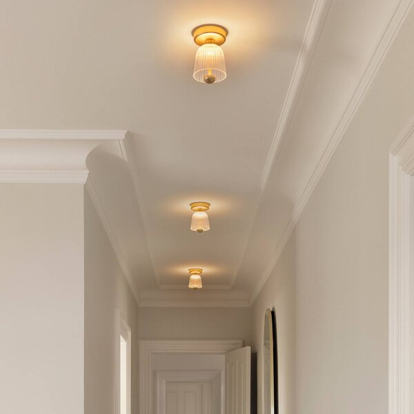 Nuura Aps LED stropní svítidlo Asteea, Ø 12 cm, mosazná barva/čirá, stmívatelný, Mosaz / zlato, Obývací pokoj / jídelna, kov, Skandinávský