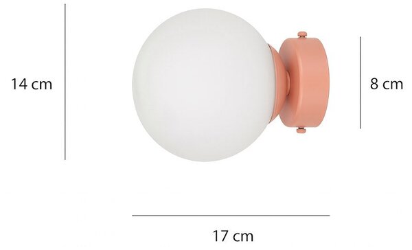 Nástěnné svítidlo MAGNUS K1 – korálové, bílé sklo, 1× E14, šířka 31 cm