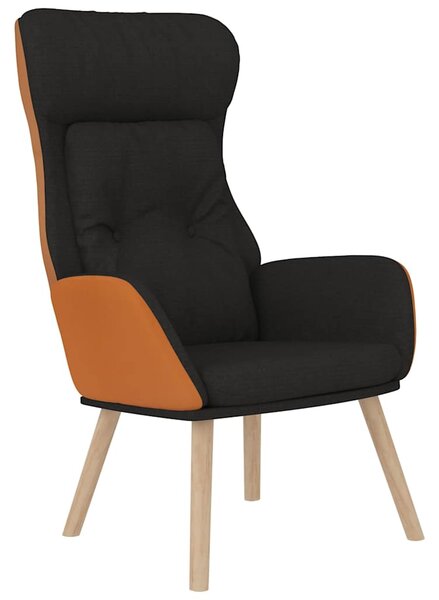 Relaxační křeslo s podnožkou černá umělá kůže a textil 3097766