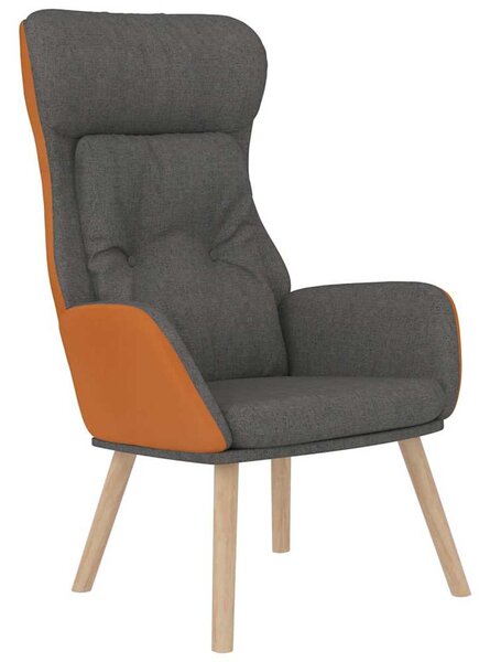 Relaxační křeslo s podnožkou tmavě šedá umělá kůže a textil 3097762