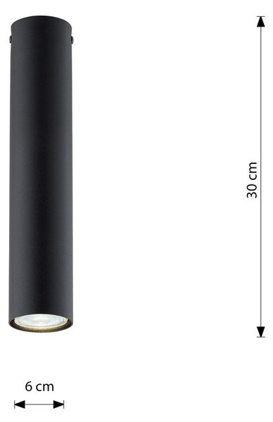 Stropní svítidlo TECNO 1M – černé, 1× GU10, šířka 6 cm