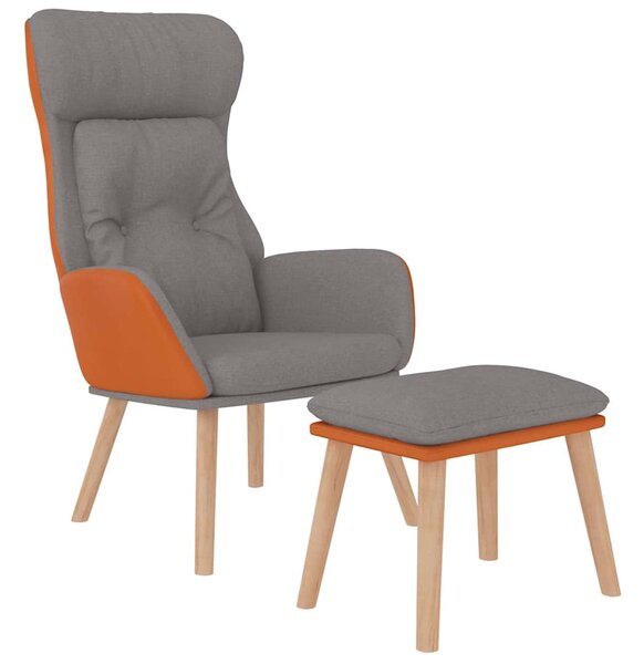 Relaxační křeslo s podnožkou světle šedá umělá kůže a textil 3097761