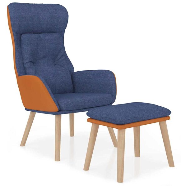 Relaxační křeslo s podnožkou modré umělá kůže a textil 3097765