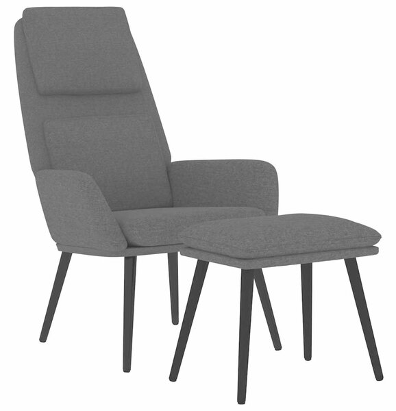 Relaxační křeslo se stoličkou tmavě šedé textil 3097769