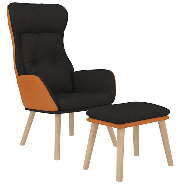Relaxační křeslo s podnožkou černá umělá kůže a textil 3097766