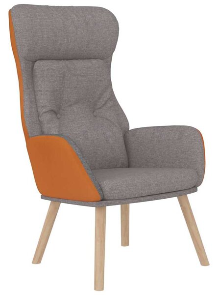 Relaxační křeslo s podnožkou světle šedá umělá kůže a textil 3097761