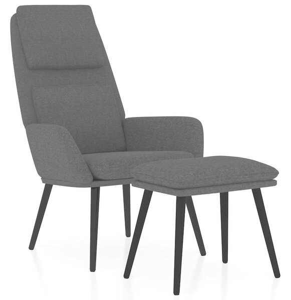 Relaxační křeslo se stoličkou tmavě šedé textil 3097769