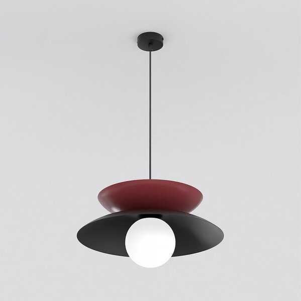 Závěsné svítidlo NAGOYA 1 – černé / vínové, bílé sklo, 1× G9, šířka 41 cm