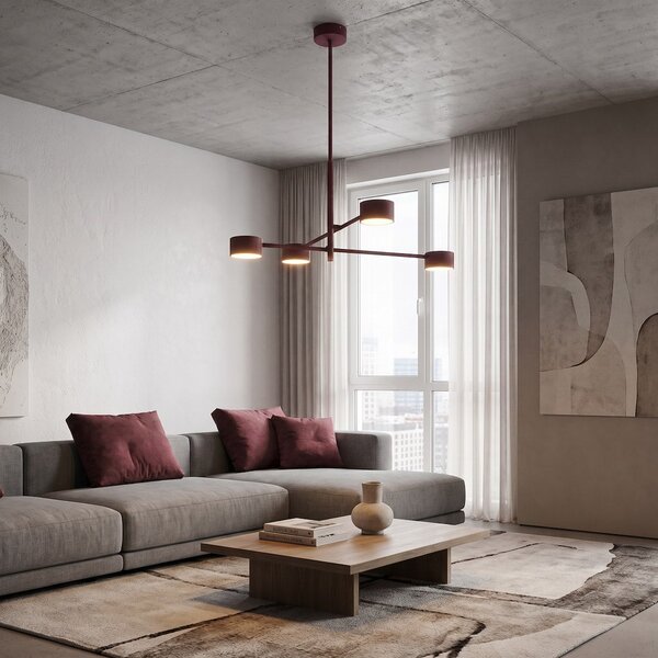 Stropní svítidlo NATSU 4 – vínové, 4× GX53, šířka 64 cm