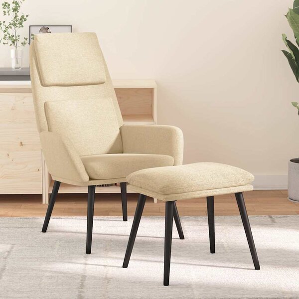 Relaxační křeslo se stoličkou krémové textil 3097770