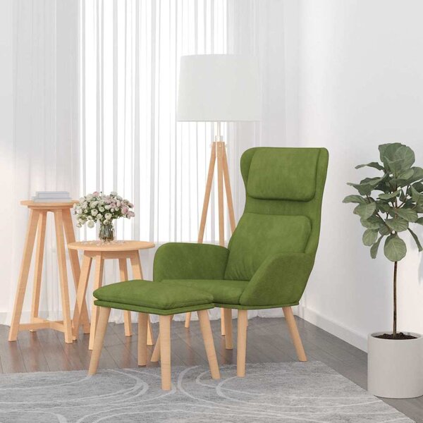Relaxační křeslo se stoličkou světle zelené samet 3097823
