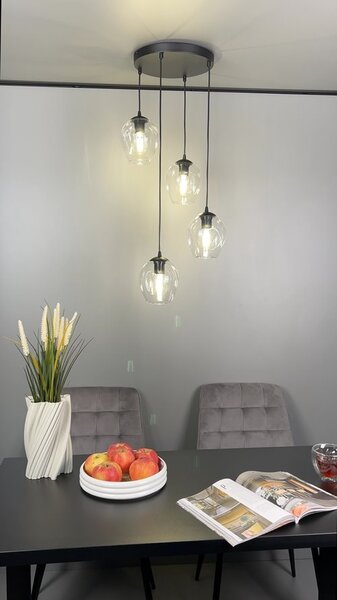 Závěsné svítidlo ISTAR 4 PREM – černé, grafitové sklo, 4× E27, šířka 40 cm