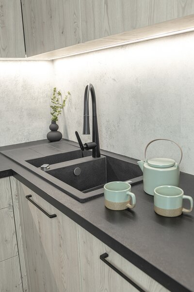 Laveo Barbados granitový dřez 78x48 cm šedá/grafitová/onyx SBB520T