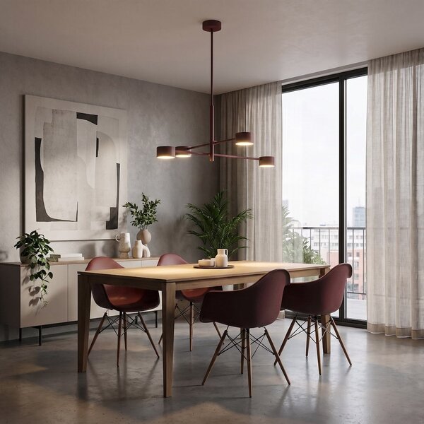 Stropní svítidlo NATSU 4 – vínové, 4× GX53, šířka 64 cm