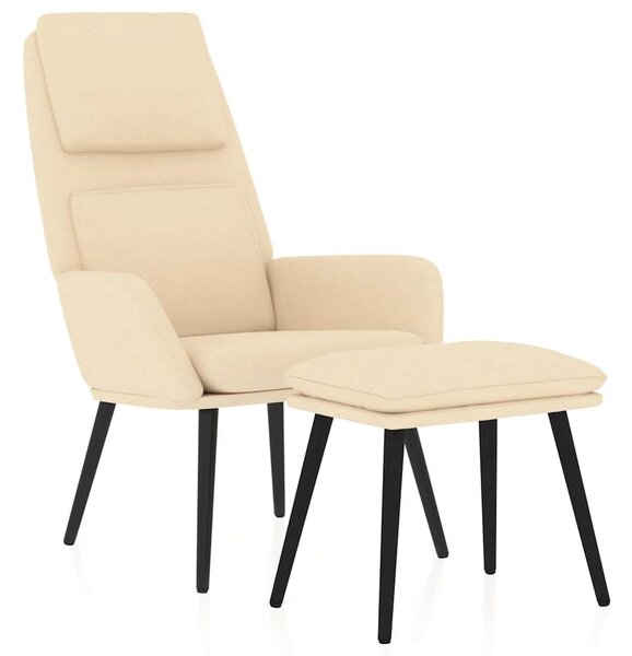 Relaxační křeslo se stoličkou krémové textil 3097770