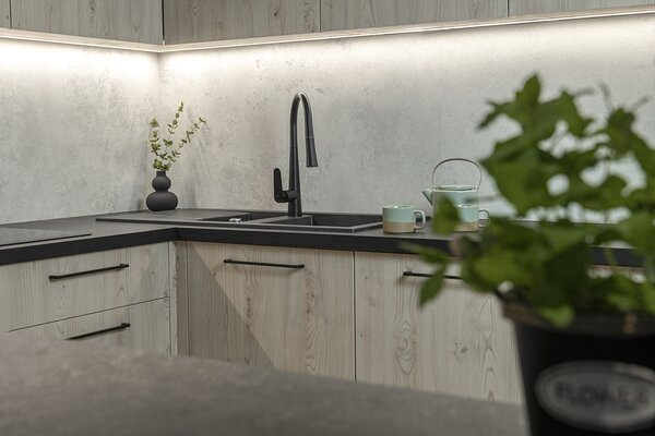 Laveo Barbados granitový dřez 78x48 cm šedá/grafitová/onyx SBB520T