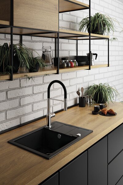 Laveo Barbados granitový dřez 78x48 cm šedá/grafitová/onyx SBB520T