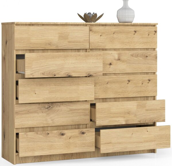 Ak furniture Komoda Kuba 140 cm 10 šuplíků dub artisan