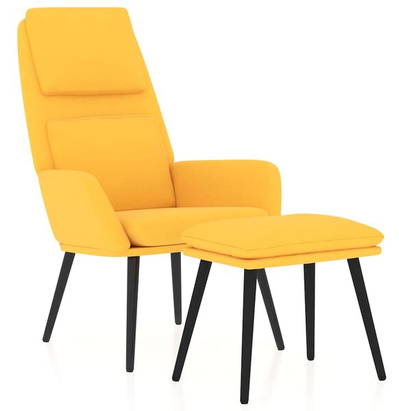 Relaxační křeslo se stoličkou hořčicově žluté textil 3097775