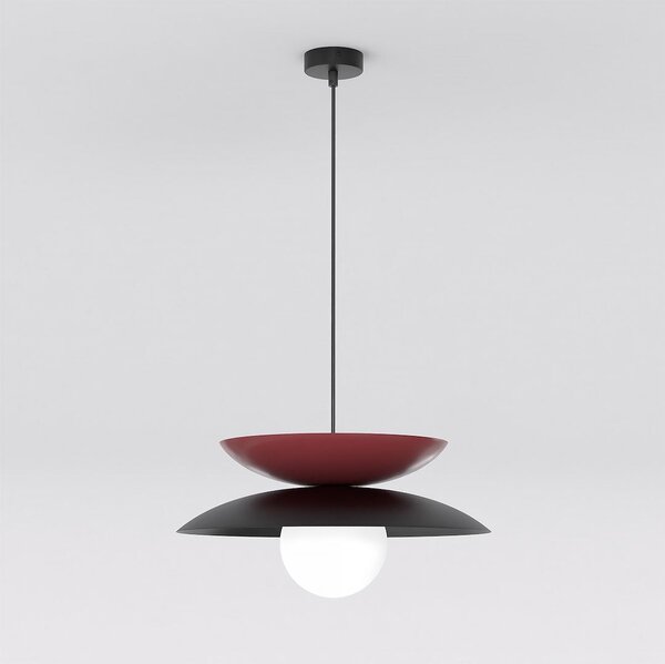 Závěsné svítidlo NAGOYA 1 – černé / vínové, bílé sklo, 1× G9, šířka 41 cm
