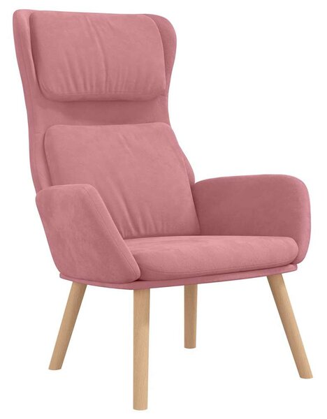 Relaxační křeslo se stoličkou růžové samet 3097824