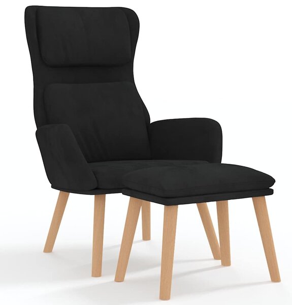 Relaxační křeslo se stoličkou černé samet 3097826