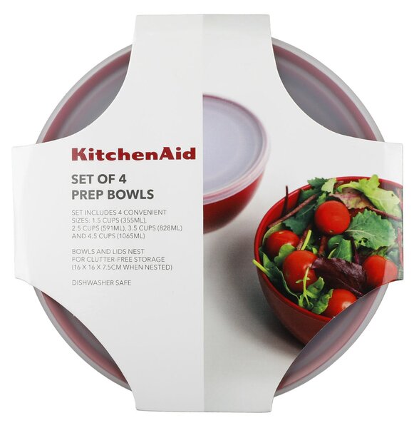 KitchenAid kuchyňské mísy s víkem, set 4 ks KQG176OSERE