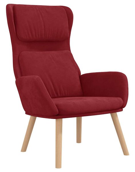 Relaxační křeslo se stoličkou vínové samet 3097825