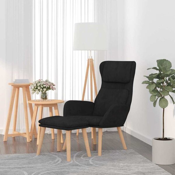 Relaxační křeslo se stoličkou černé samet 3097826