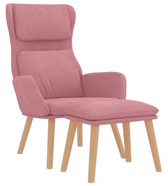 Relaxační křeslo se stoličkou růžové samet 3097824