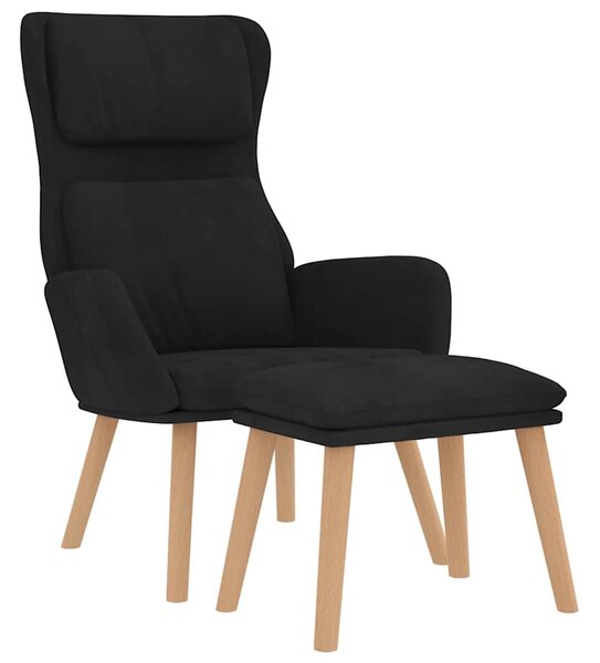 Relaxační křeslo se stoličkou černé samet 3097826