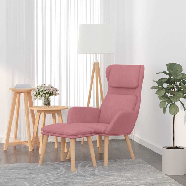 Relaxační křeslo se stoličkou růžové samet 3097824