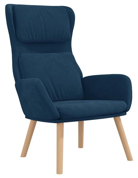 Relaxační křeslo se stoličkou modré samet 3097830