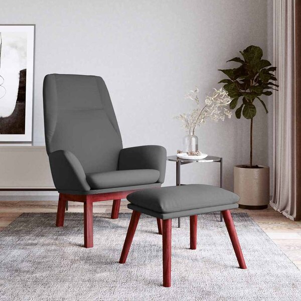 Relaxační křeslo s podnožkou tmavě šedé textil 3097872