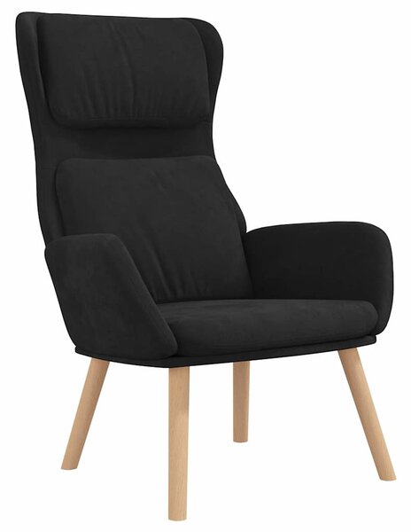 Relaxační křeslo se stoličkou černé samet 3097826
