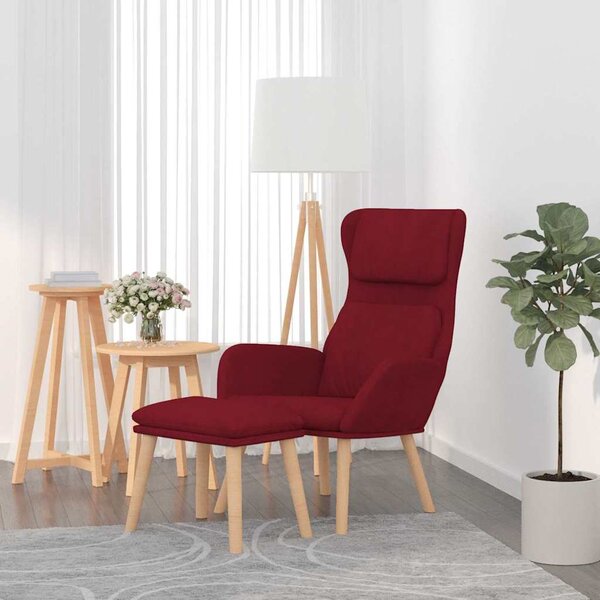 Relaxační křeslo se stoličkou vínové samet 3097825