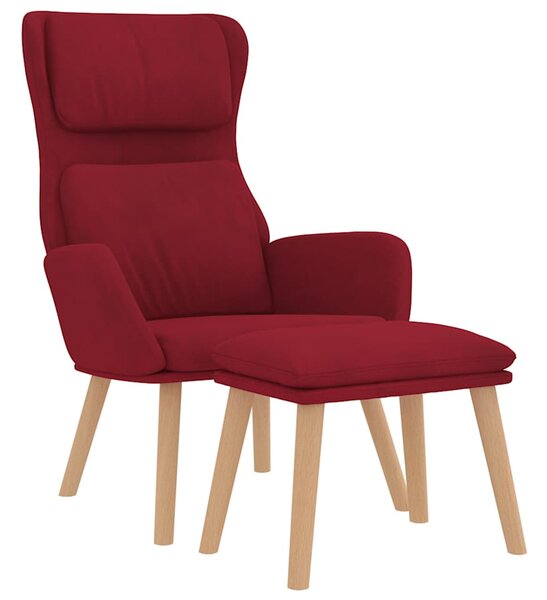 Relaxační křeslo se stoličkou vínové samet 3097825