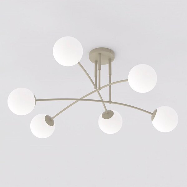 Stropní svítidlo PREGOS 6 – moka, opálové sklo, 6× E14, šířka 90 cm