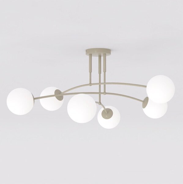 Stropní svítidlo PREGOS 6 – moka, opálové sklo, 6× E14, šířka 90 cm