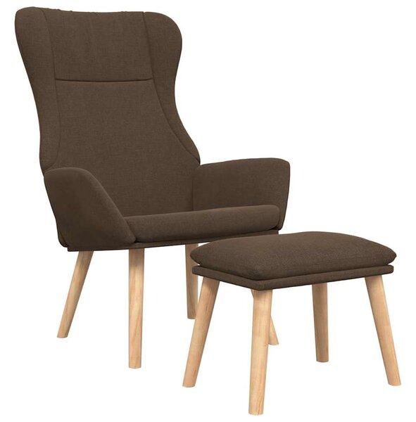 Relaxační křeslo s podnožkou hnědé textil 3097885