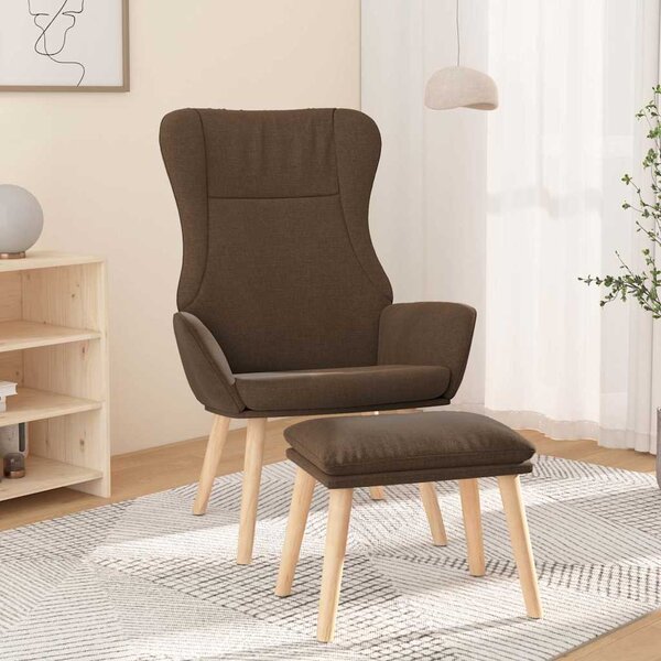 Relaxační křeslo s podnožkou hnědé textil 3097885