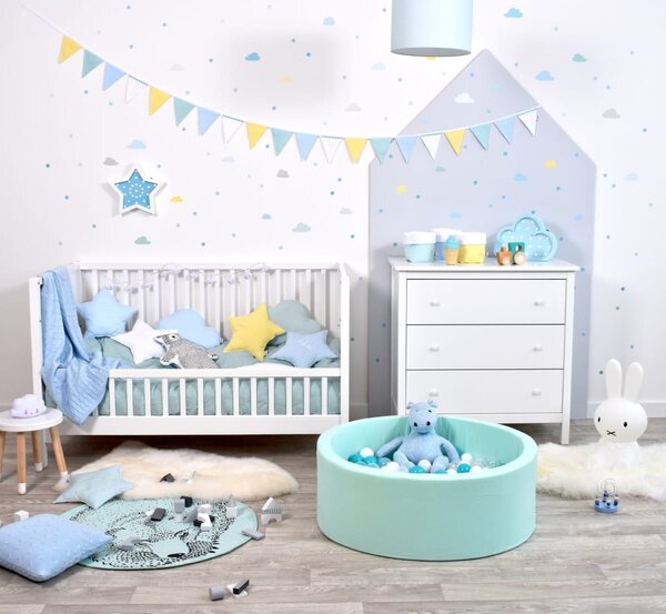MeowBaby Suchý bazének s míčky 90x30cm s 200 míčky, růžová: mintová, modrá, pastelová růžová, světle růžová