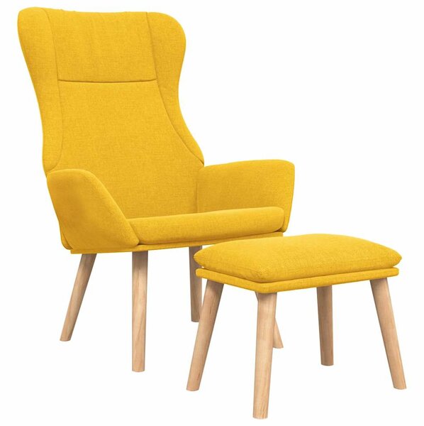 Relaxační křeslo s podnožkou hořčicově žluté textil 3097889