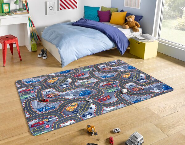 Koberec Hanse Home Play Race Track šedý / vícebarevný