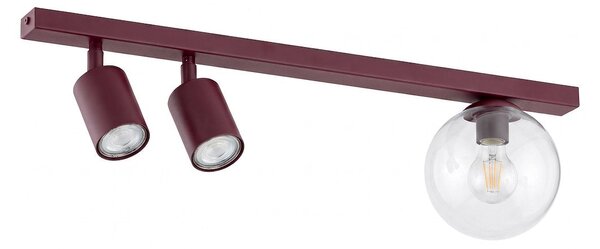 Stropní svítidlo BASTER 3 – vínové, čiré sklo, 3× GU10/E14, šířka 60 cm