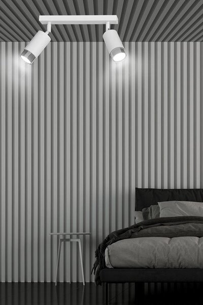 Stropní svítidlo HIRO 2 – bílé / chromové, 2× GU10, šířka 45 cm
