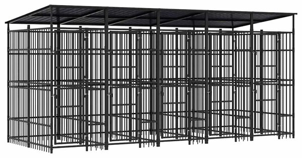 Venkovní psí kotec se střechou ocel 9,22 m² 3097950